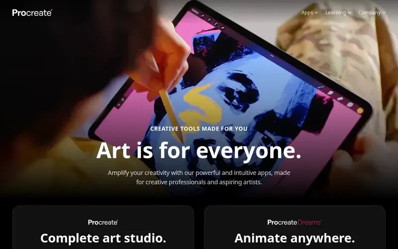 Screenshot of the Procreate® homepage
