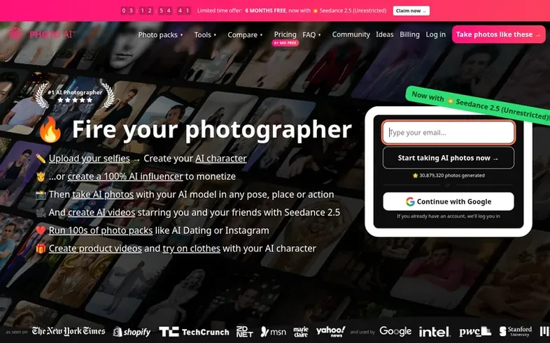 Screenshot of the Photo AI™ homepage